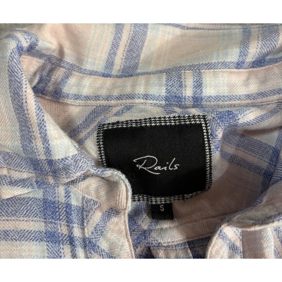 Rails Womens Hunter Shirt Pink Blue Button Front Plaid Soft Rayon Size Small - Picture 6 of 13